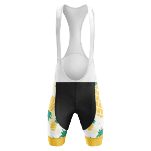 Fun pineapple-themed unisex bib shorts for a tropical cycling experience.