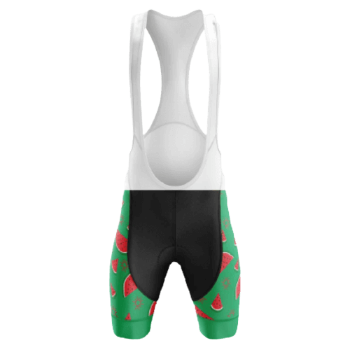 Refreshing watermelon-themed unisex bib shorts for a fun ride.