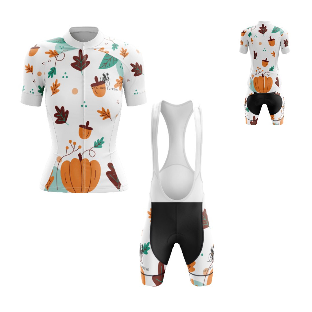 Women's cycling kit with a Thanksgiving Nut design for a seasonal look.