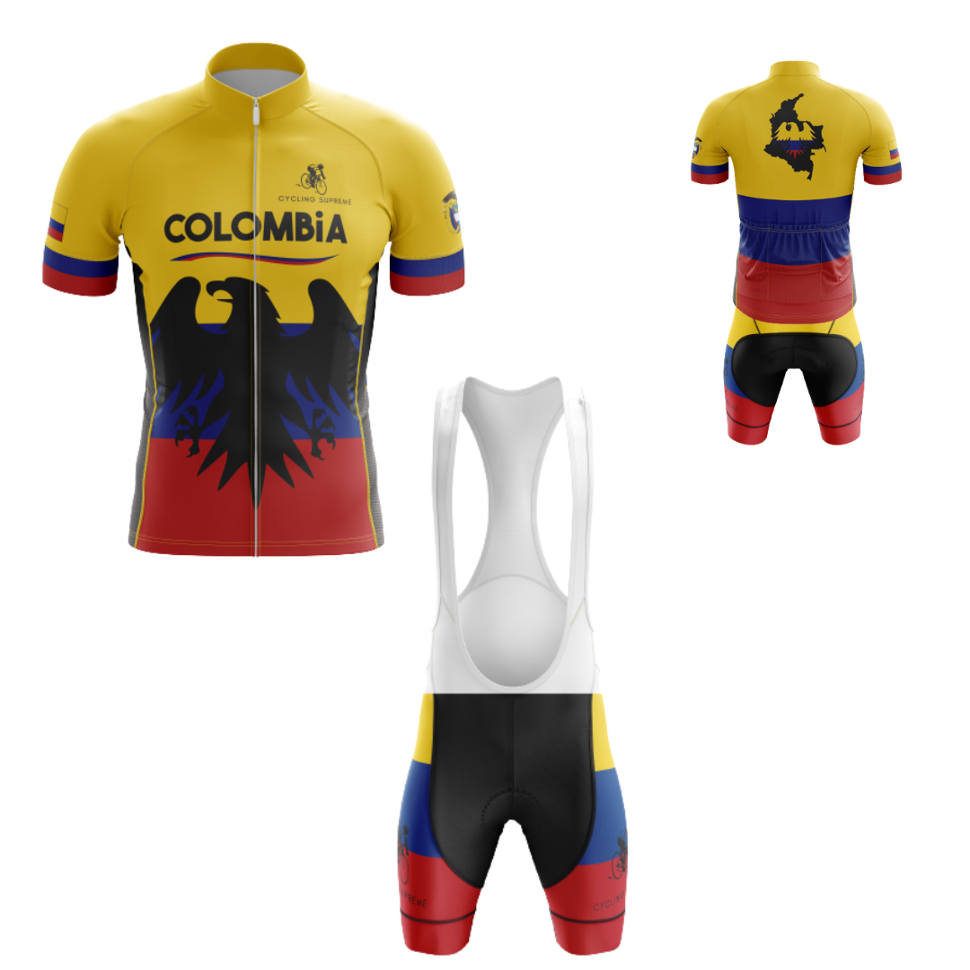 Men's Colombia Andean Condor cycling kit featuring an Andean condor graphic and breathable fabric for a unique and comfortable ride. | Cycling Supreme