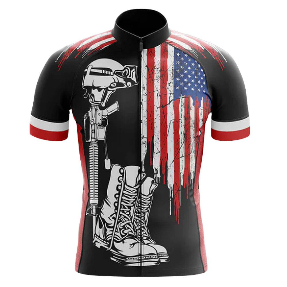 A tribute cycling jersey honoring fallen heroes.