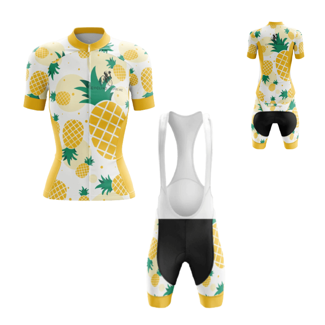 Women's cycling kit featuring a pineapple design for a bright, playful touch | Cycling Supreme