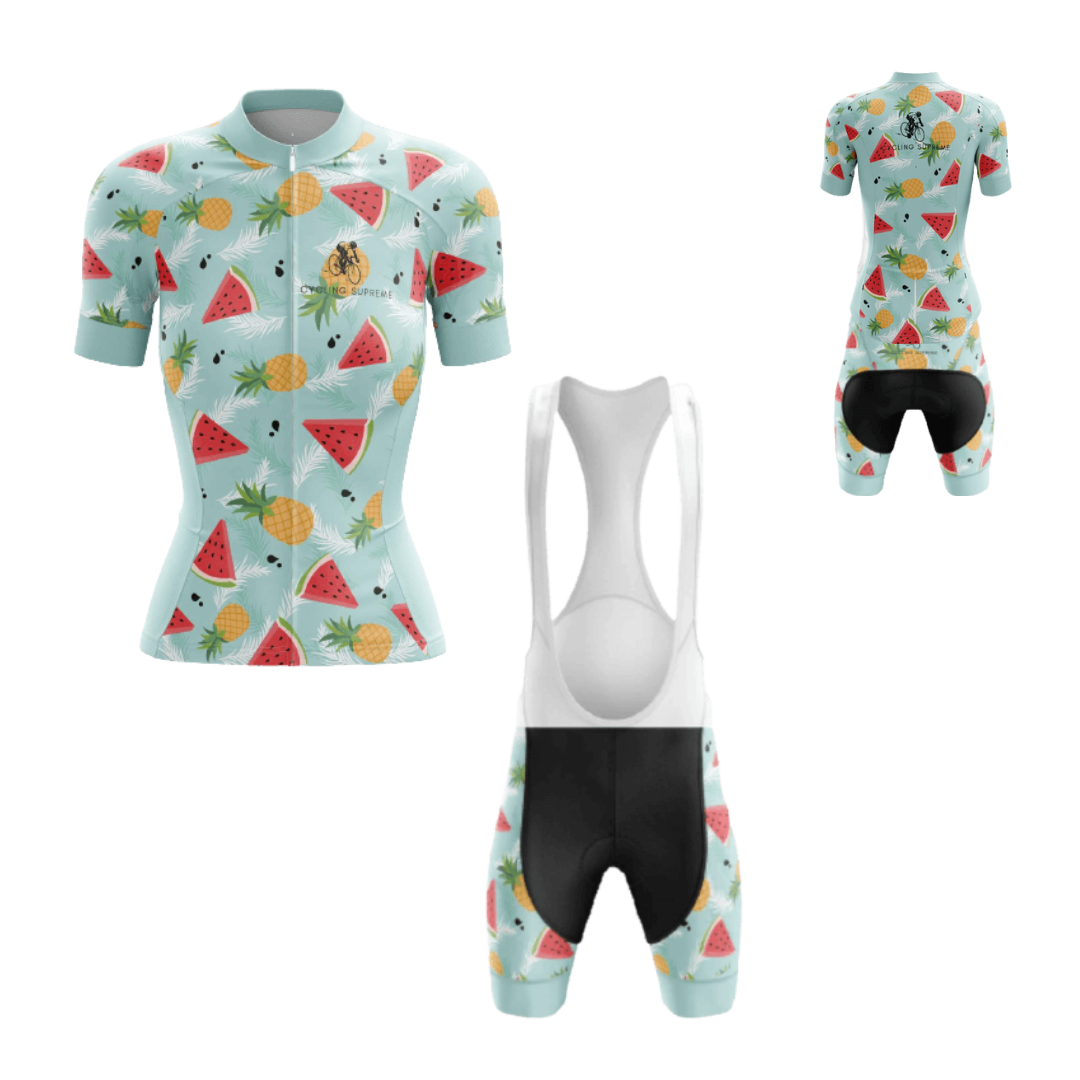 Women's cycling kit featuring Watermelon/Pineapple design for a vibrant, tropical look | Cycling Supreme