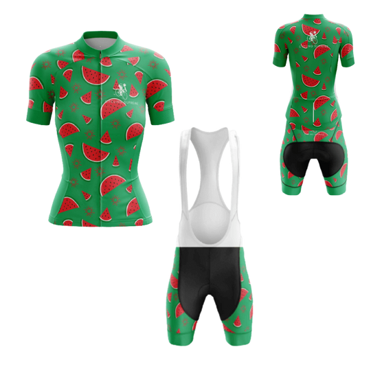 Women's cycling kit with a Watermelon design for a refreshing and playful ride | Cycling Supreme