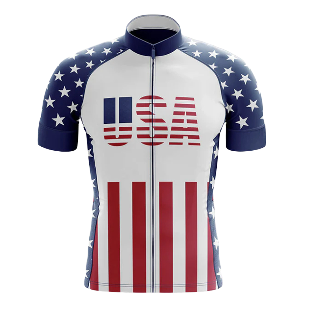 A sixth version of the U.S.A. cycling jersey.