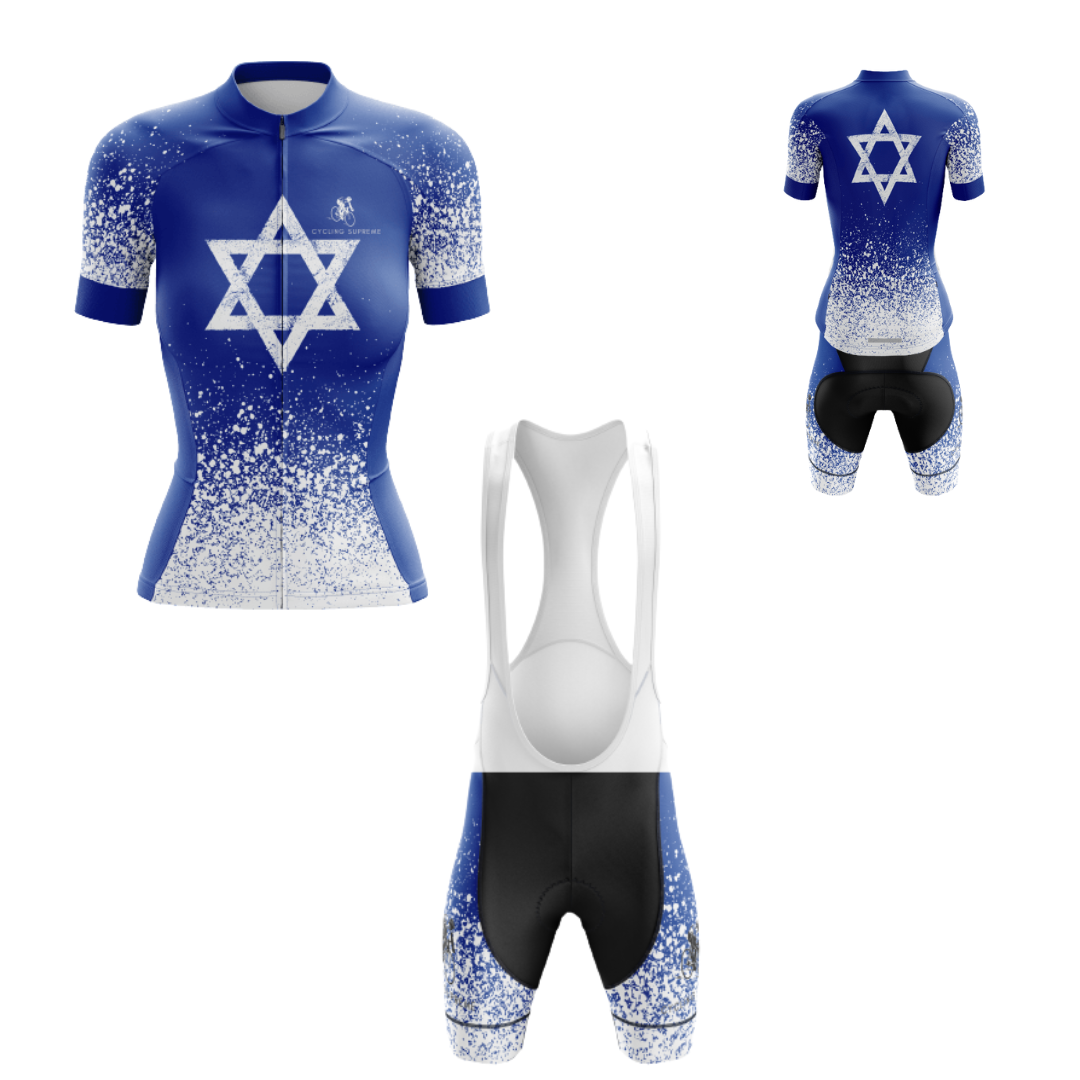 Women's cycling kit featuring an Israel Splash design for a fresh and dynamic style | Cycling Supreme