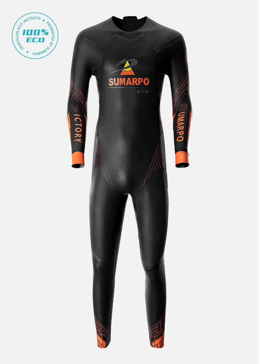 A men's eco-friendly full-body triathlon wetsuit built for endurance and speed.