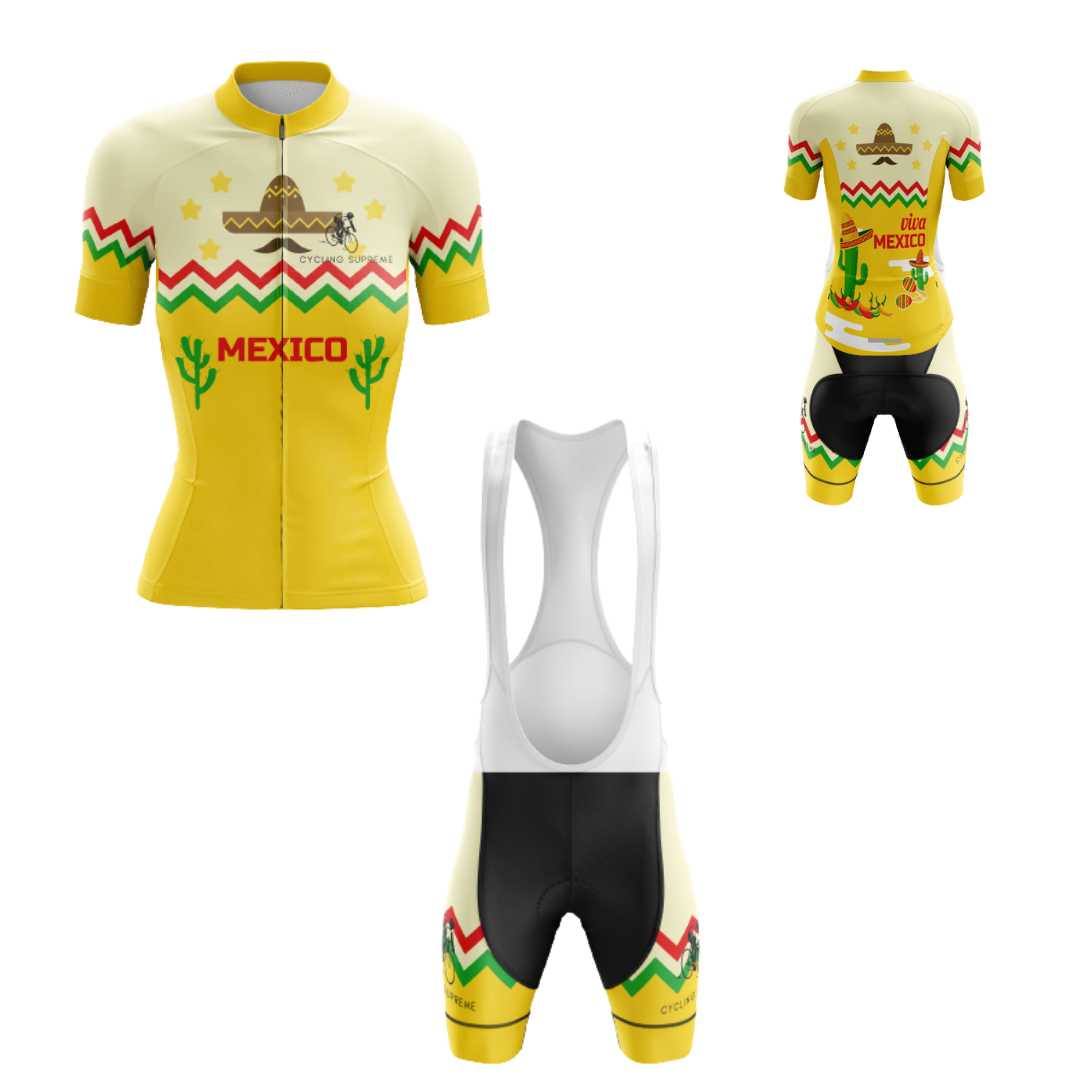 Women's cycling kit featuring a Mexican Sombrero design for a fun ride.