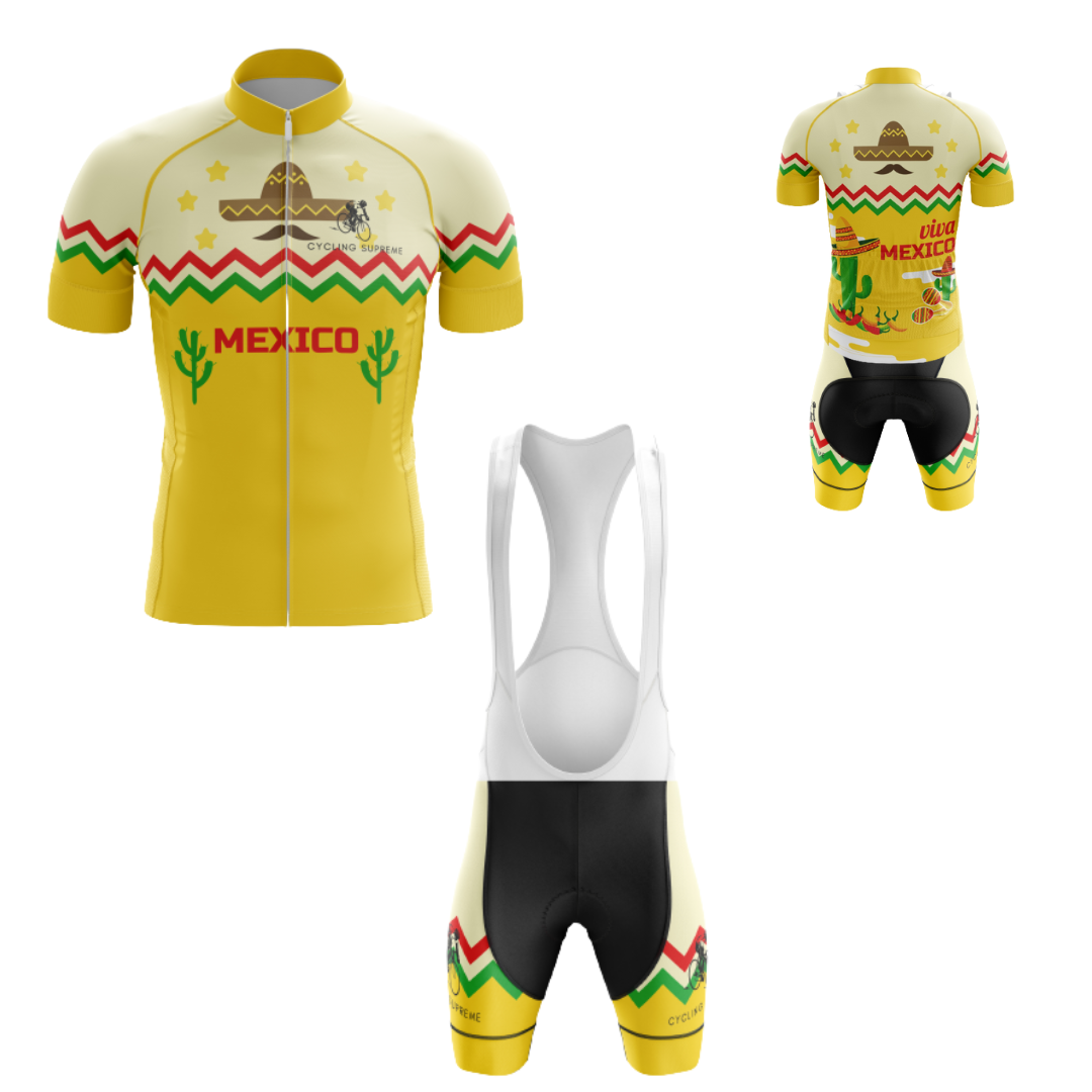 Men's Mexican Sombrero cycling kit with a lively sombrero graphic and breathable material for a festive and comfortable ride.