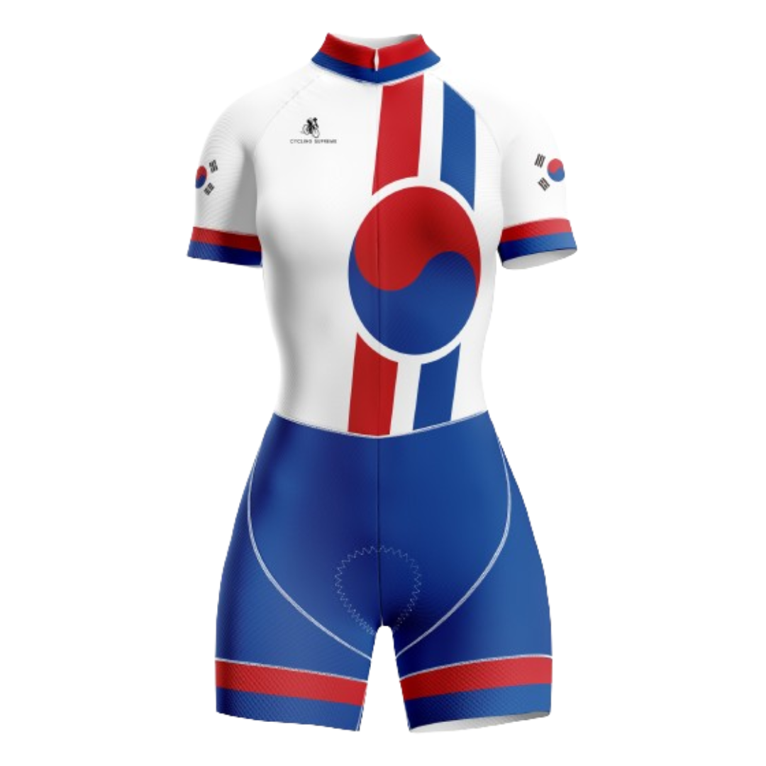 South Korea-themed women's triathlon suit for national pride.