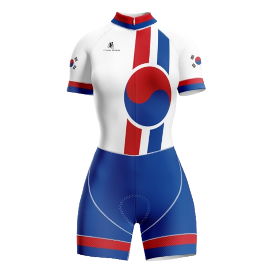 South Korea-themed women's triathlon suit for national pride.