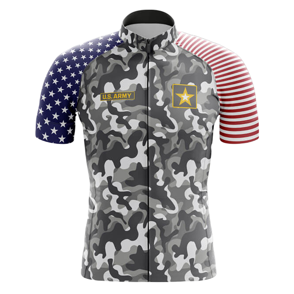 A cycling jersey with a U.S. Army design.