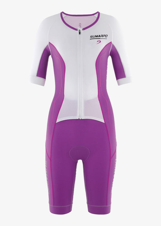 Comfortable short sleeve tri suit with an aerodynamic fit