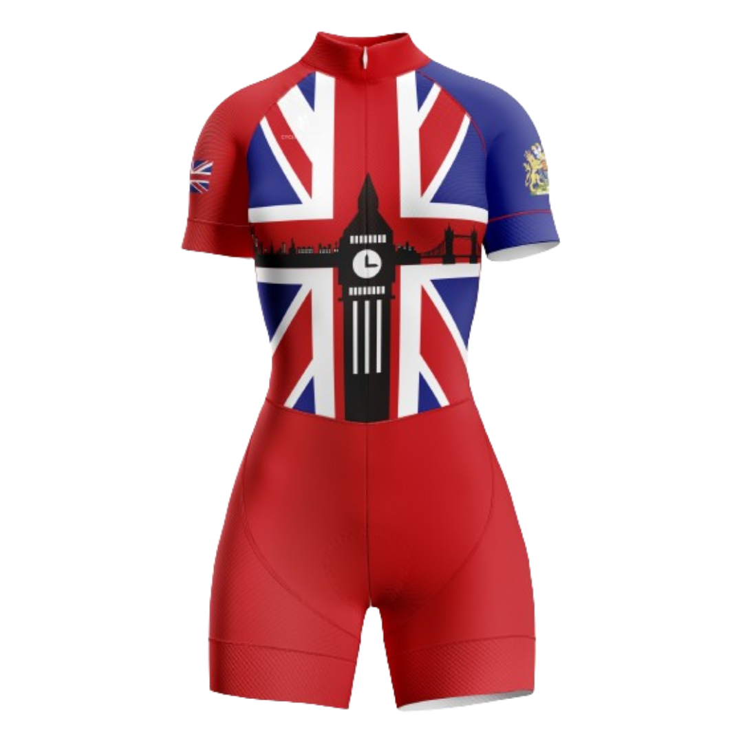 United Kingdom-themed women's triathlon suit.