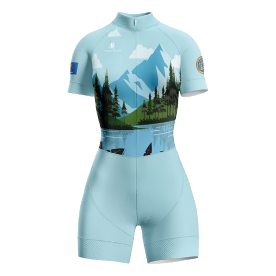 Mountain Life themed women's triathlon suit for outdoor lovers.