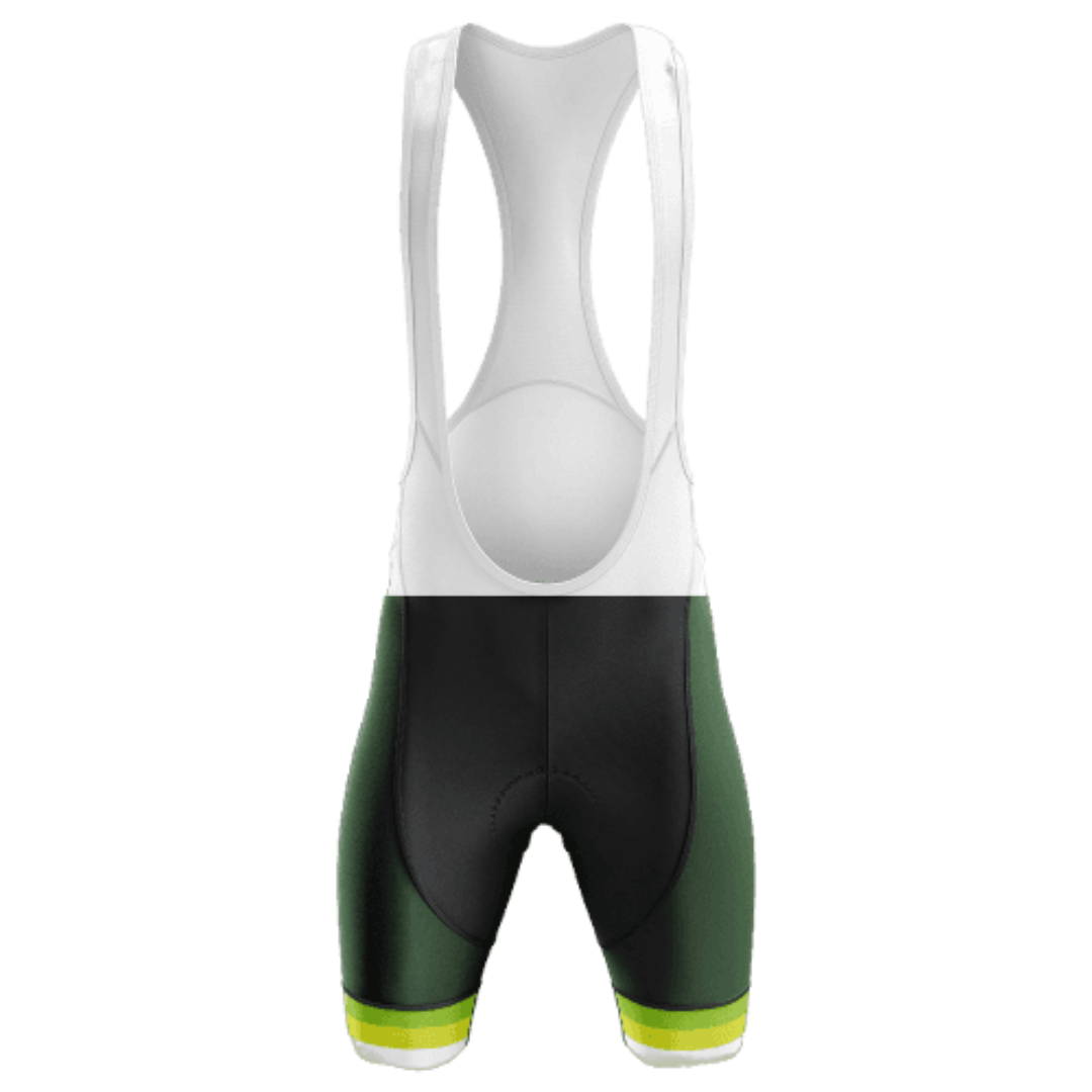 Green Bib Shorts featuring a sleek green design and breathable fabric for a stylish and comfortable ride.