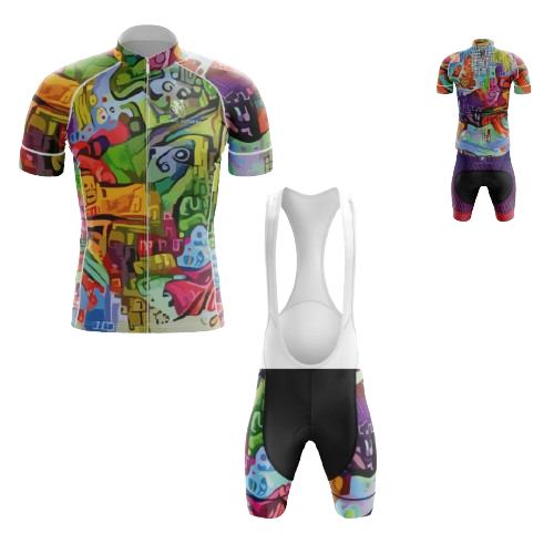 Men's Color Rush cycling kit featuring a vibrant color pattern and breathable fabric for a dynamic and comfortable ride | Cycling Supreme