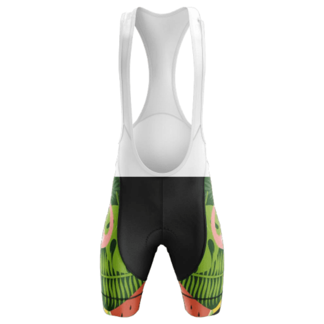 Tropical Bib Shorts with a vibrant tropical design and breathable fabric for a stylish and comfortable cycling experience.