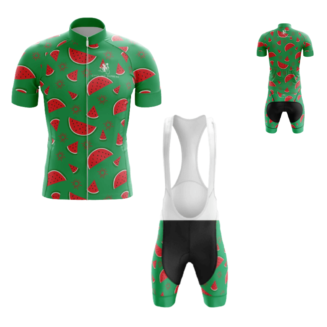 Men's Watermelon cycling kit with a bold watermelon graphic and breathable material for a refreshing cycling experience.