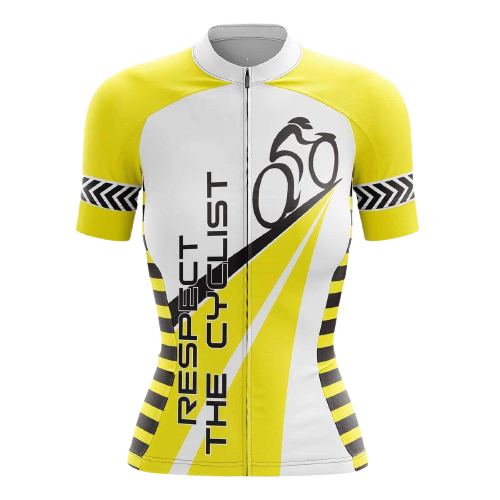 Women's cycling jersey promoting road sharing.