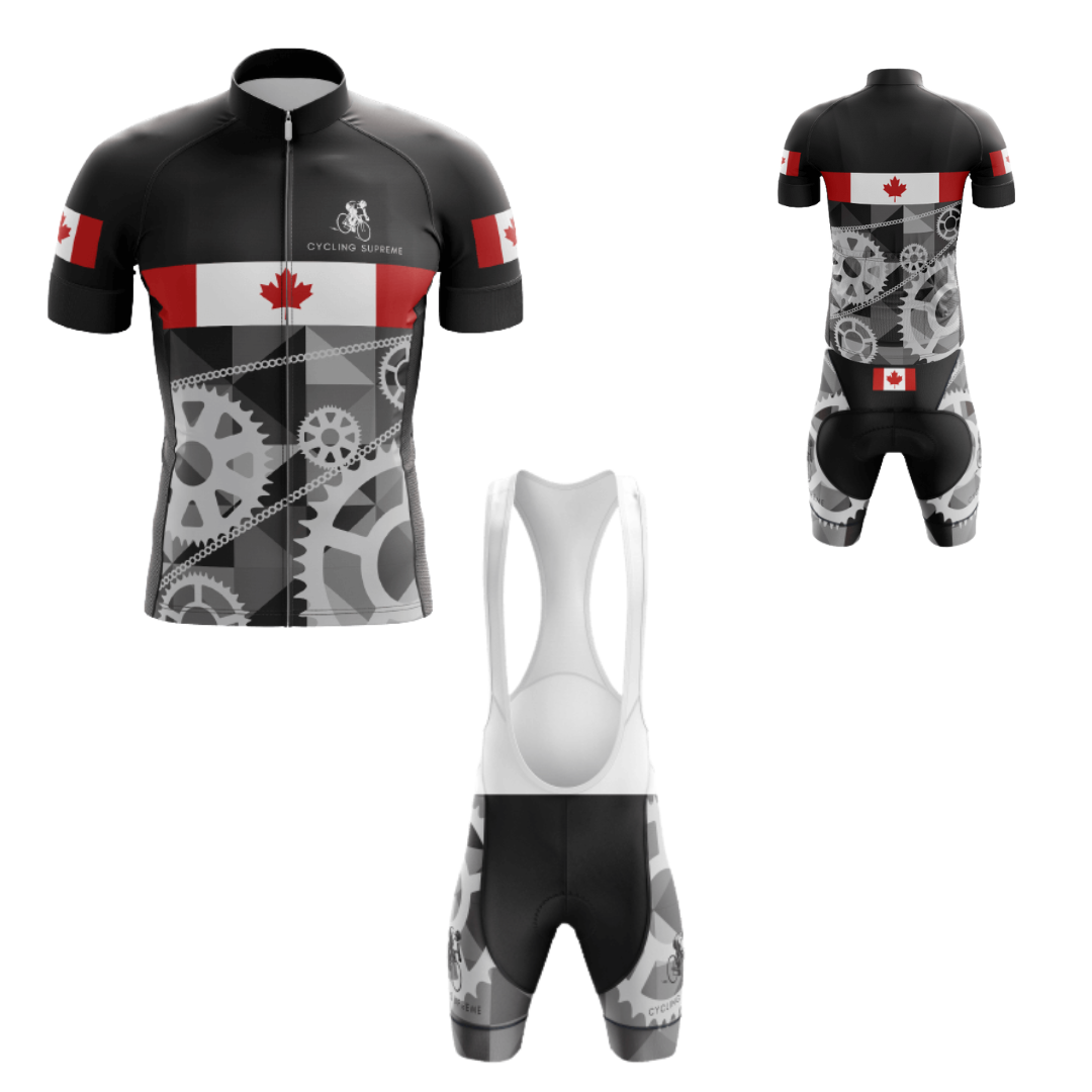 Men's Canada Crank cycling kit with a bold crank design and breathable material, ideal for performance and comfort.