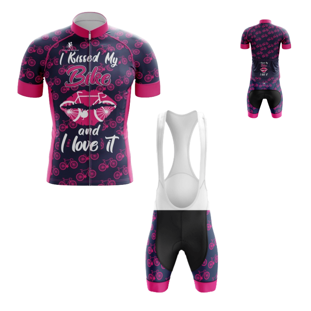 Men's Bike Love cycling kit featuring a graphic design with bike-themed elements and breathable material for a fun, comfortable ride.