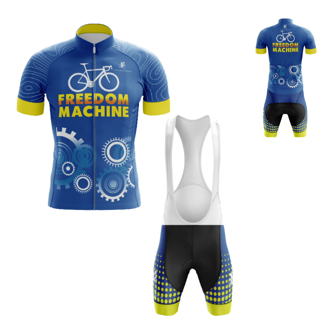 Men's Freedom Machine cycling kit with a bold design and breathable material, ideal for those who value freedom and performance | Cycling Supreme