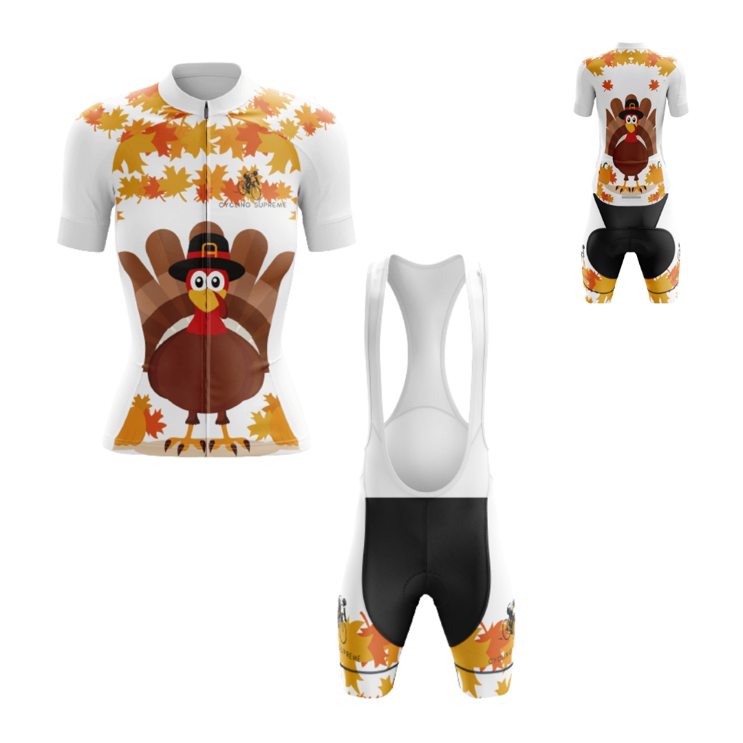 Women's cycling kit with a Thanksgiving design, perfect for celebrating the season | Cycling Supreme