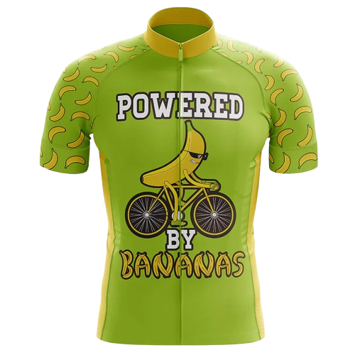 Another take on the "Powered by Bananas" cycling jersey, perfect for riders who love a fun look.