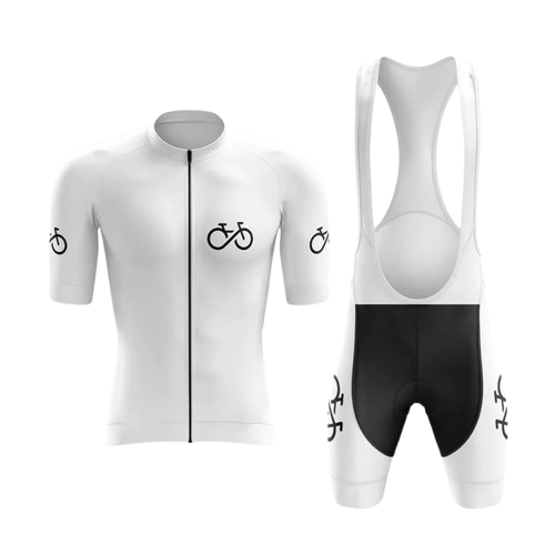 Stylish white cycling kit offering a clean and professional look for dedicated cyclists.