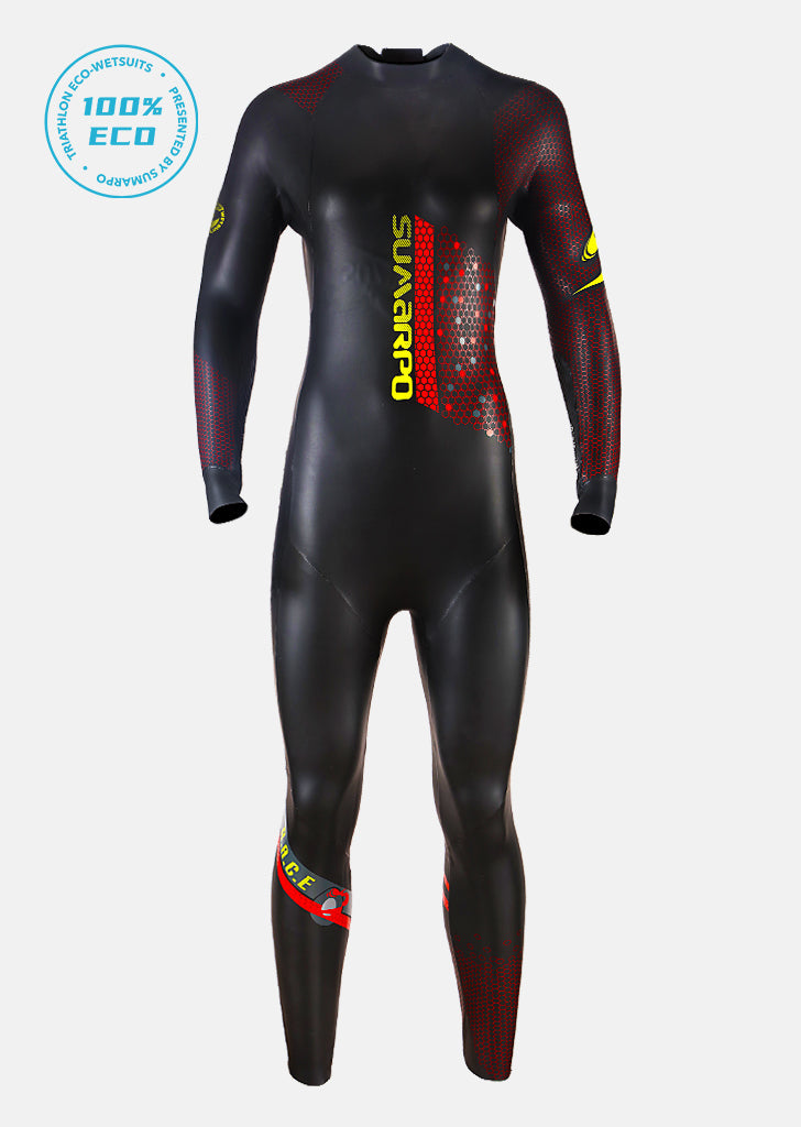 A women's full-body eco triathlon wetsuit designed for optimal performance in the water.