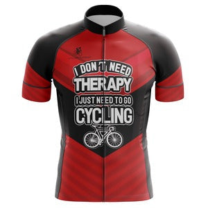 "I Don't Need Therapy I Just Need To Go Cycling" men's cycling jersey, humorous statement