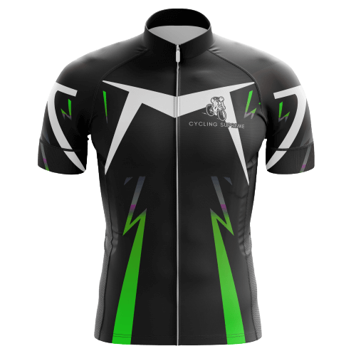 Black Green White Mens Cycling Jersey