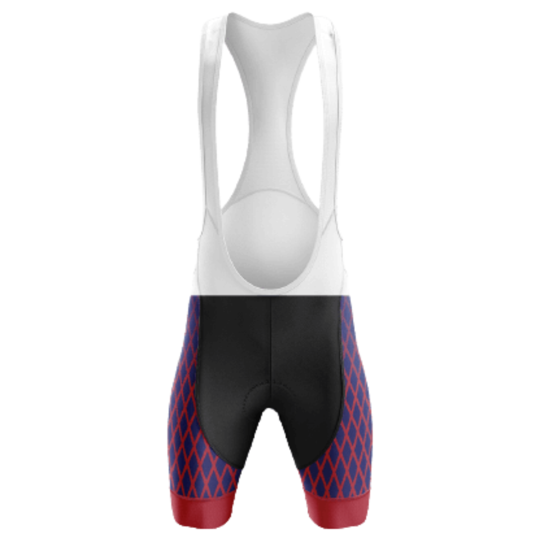 Red Diamond Bib Shorts featuring a sleek red diamond design and breathable material for a high-performance and comfortable ride.