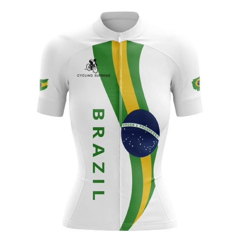 Women's cycling jersey featuring the Brazilian flag.