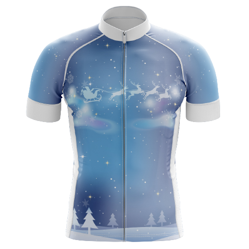 Santa Sleigh men's cycling jersey, Christmas cheer