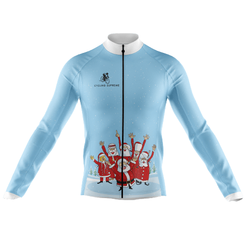 Men's long sleeve cycling jersey with Santa Claus group design.