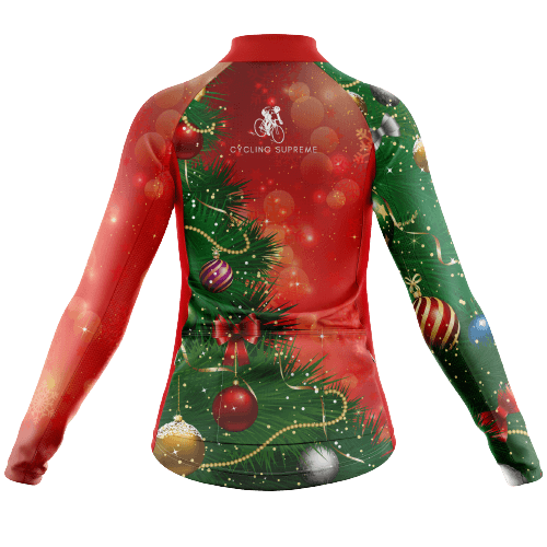 Long Sleeve Cycling Jersey Christmas Tree Womens