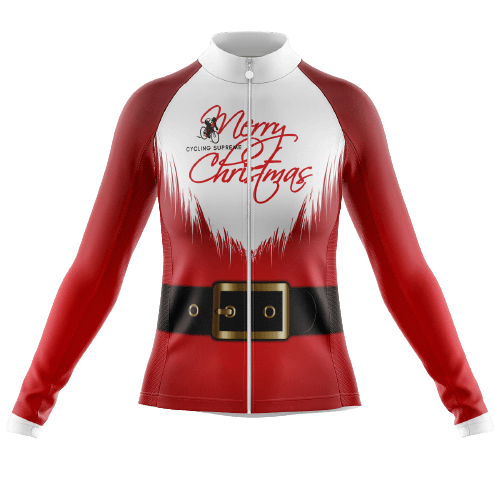 Long Sleeve Cycling Jersey Santa Suit Womens