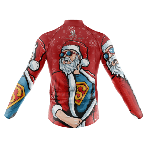 Long Sleeve Cycling Jersey Superman Santa Mens