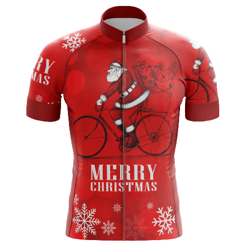 Riding Santa men's cycling jersey, festive and fun