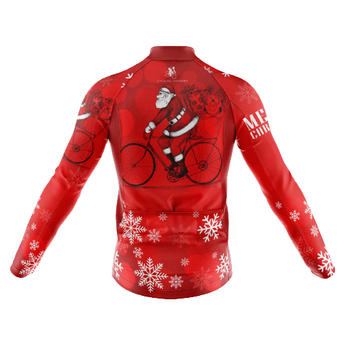 Long Sleeve Cycling Jersey Riding Santa Mens