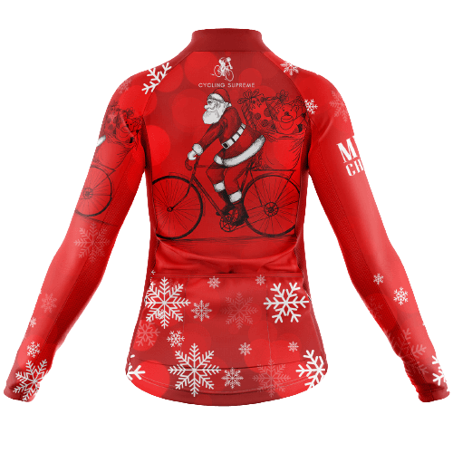 Long Sleeve Cycling Jersey Riding Santa Womens