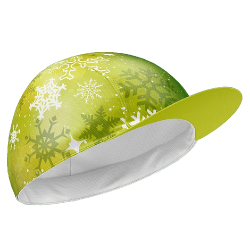 Cycling cap green snowflake for winter rides