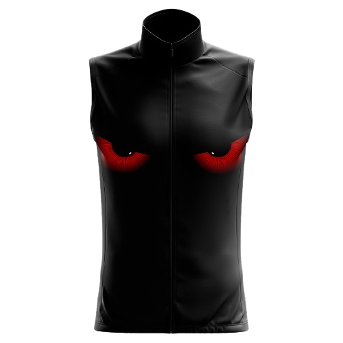 Men's Halloween Dark Eyes sleeveless cycling jersey featuring a haunting dark eyes design for spooky cycling.