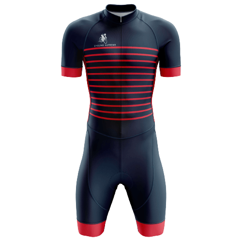 Red stripes triathlon suit for men.