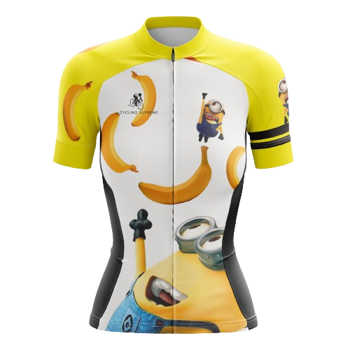 Women's cycling jersey with Minions graphics.