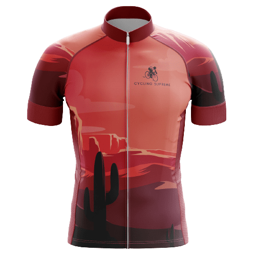 Red Sunset Cactus men's cycling jersey, desert sunset