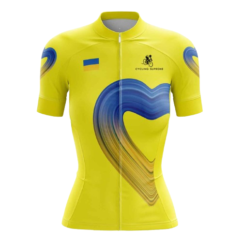 Women's cycling jersey with Ukrainian heart design.