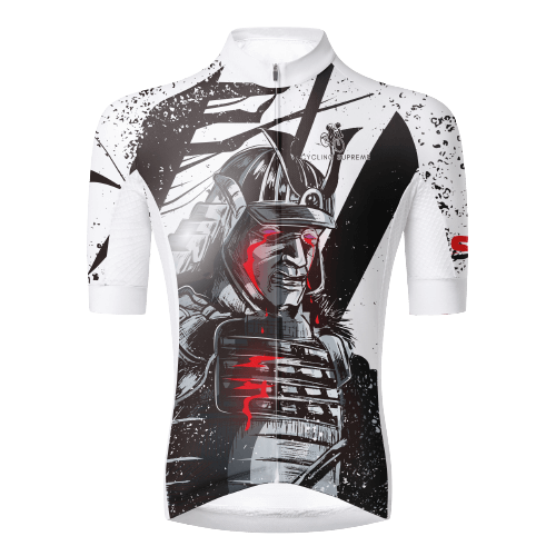 Fierce samurai graphic, warrior-inspired design.